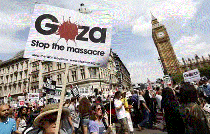 反イスラエルデモ ロンドン.gif